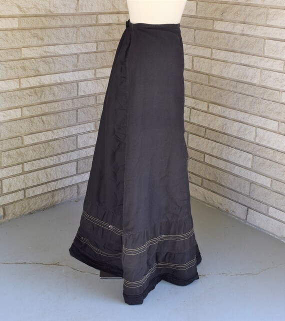 Vintage 1900s 1910s Edwardian  black cotton long … - image 4