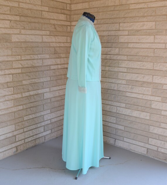 Vintage 1970s mint green knit floor length sleeve… - image 8