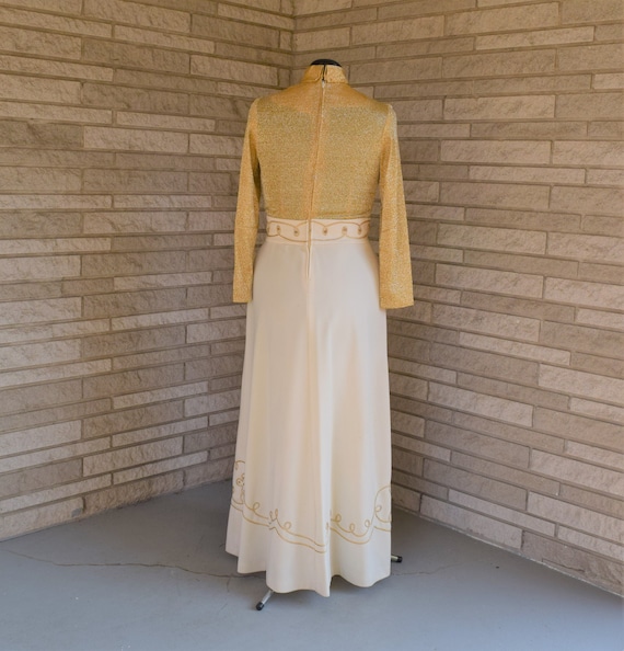 Vintage 1960s 1970s floor length maxi gown gold m… - image 4