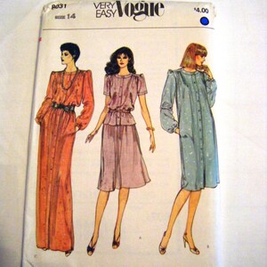 Vintage1980s factory folded uncut Vogue 8031 dress, skirt, blouse sewing pattern