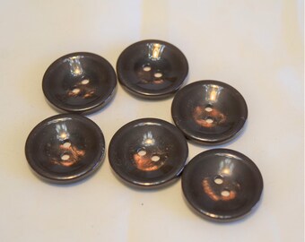 Vintage Buttons 4 Terra Cotta Color Casein 1" 2-hole Flat Back Buttons 
