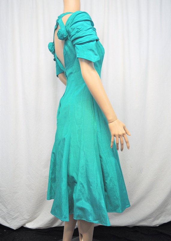 Vintage 1980s teal faille taffeta gown formal kne… - image 4