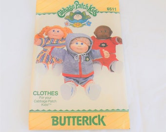 Vintage 1980s Butterick 6511 Cabbage Patch Kids sewing pattern - NOS, uncut, factory folded - t-shirt, shorts, jacket, dress, top, pants