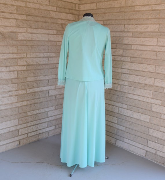 Vintage 1970s mint green knit floor length sleeve… - image 6