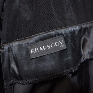 Vintage 1980s 1990s black velvet, satin, and sheer floor length sheath sleeveless evening gown by Rhapsody image 9