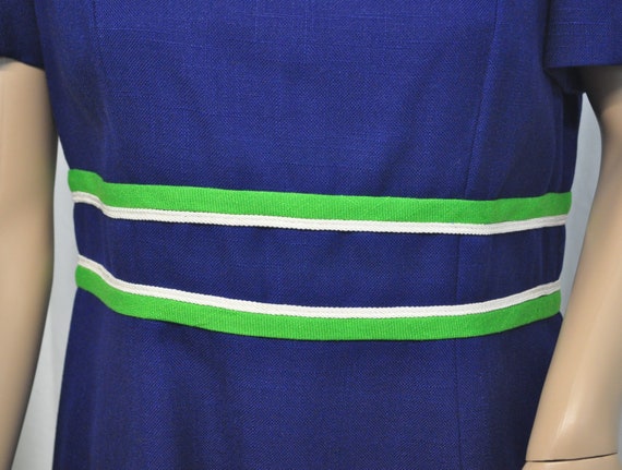 Vintage 1960s Rona navy blue with green and white… - image 7