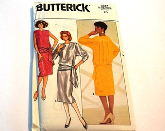 Vintage 1980s Butterick 3337 Misses' pullover blouson 2 piece dress top and skirt sewing pattern