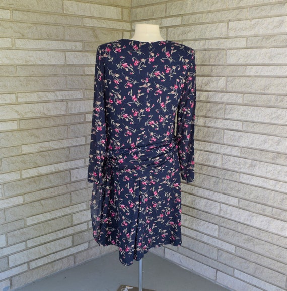 Vintage 1980s First Issue navy blue with flower p… - image 4