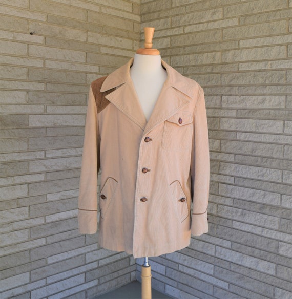 Vintage 1960s tan corduroy outerwear jacket with … - image 2