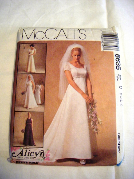 Mccalls 8635 Alicyn Designs Bridal Gown Formal Gown Evening Dress  Bridesmaid Dress Sewing Pattern Size 10-14