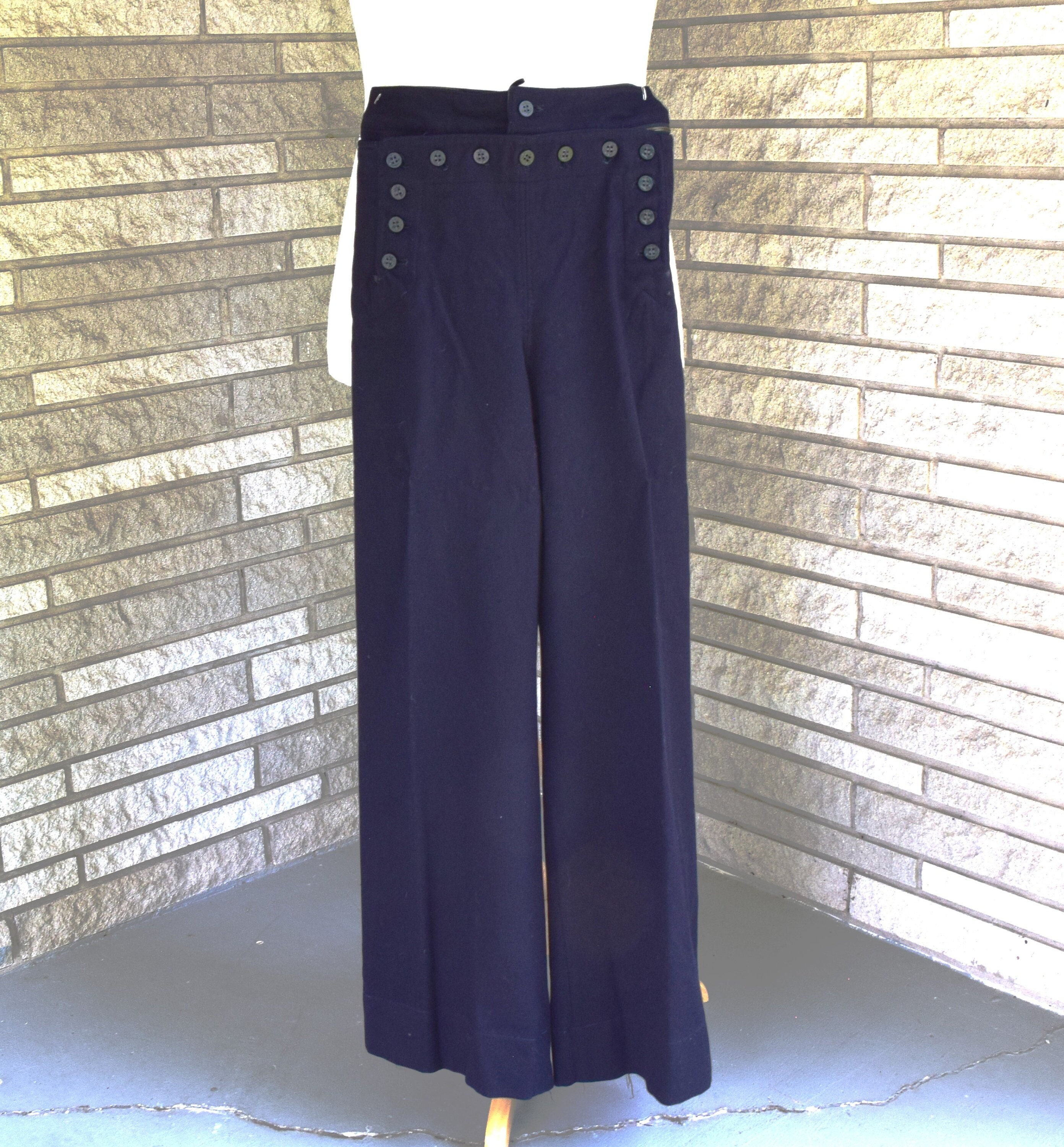 パンツ 40-50s us.navy Sailor Pants Vintage 1940s US Navy Sailor Pants - 40s White High Waisted