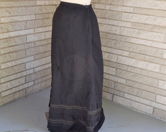 Vintage 1900s 1910s Edwardian  black cotton long floor length petticoat