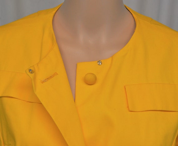 Vintage 1960s bright yellow button front long jac… - image 7