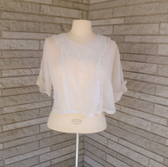 Vintage 1900s 1910s Edwardian short sleeve white s