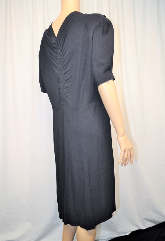 Vintage 1930s 1940s black rayon faille cocktail p… - image 4