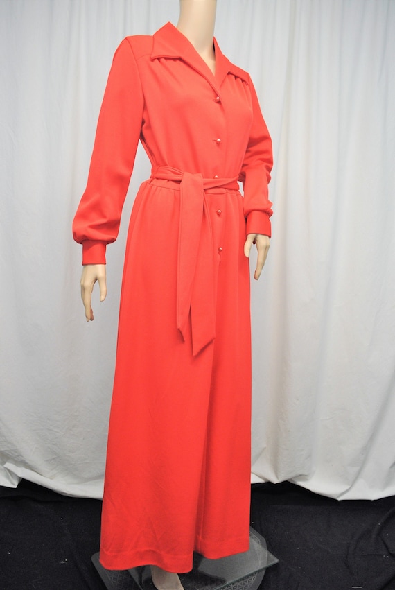 Vintage 1970s red orange long sleeve button front 