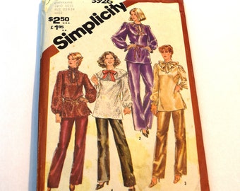 Vintage 1980s Simplicity 5326 pullover tunics and pull on pants womens plus size sewing pattern