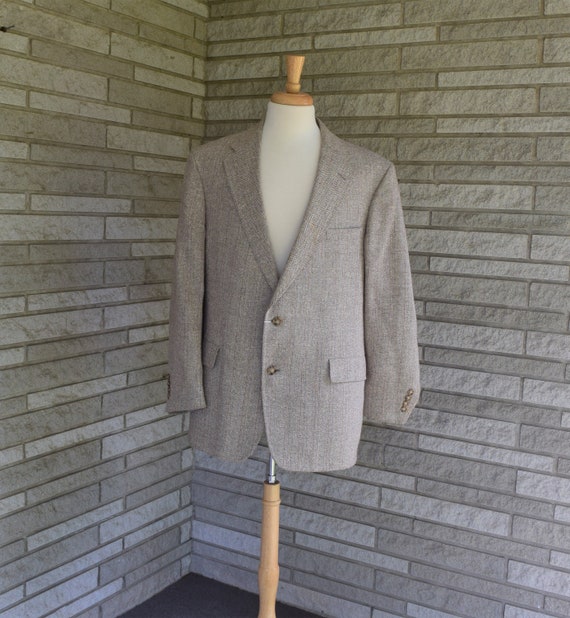 Vintage 1980s tan tweed summer weight sport coat j