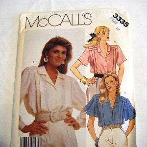 Vintage1980s blouse pattern McCalls 3335 sewing pattern