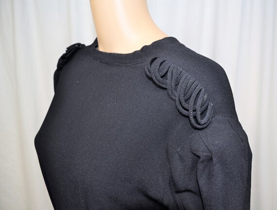 Vintage 1930s 1940s black rayon faille cocktail p… - image 7