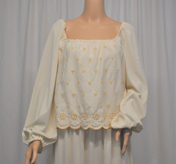 Vintage 1970s off white cream knit floor length m… - image 7