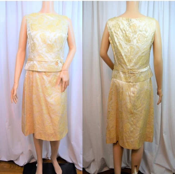 Vintage 1950s Minx Modes gold rose metallic brocad