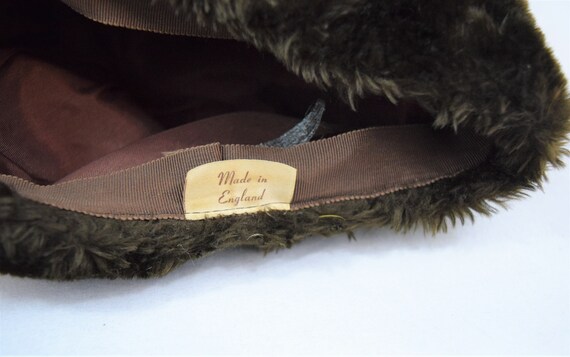 Vintage 1960s brown velour faux fur winter hat sl… - image 9