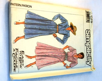 Simplicity 7939 vintage 1980s  easy to sew button front long or short sleeve dress sewing pattern