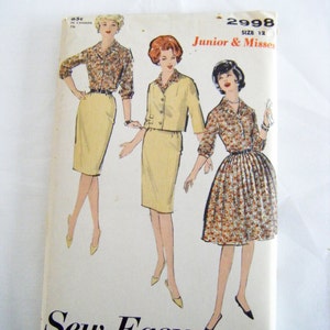 Vintage Advance 2998  misses size 12 sewing pattern slim skirt full skirt jacket blouse pattern