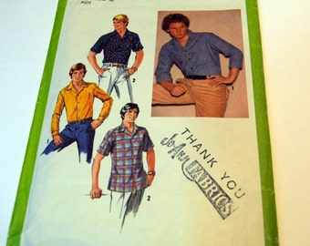 Vintage 1979 Simplicity 8944 basic Mens button up shirt sewing pattern