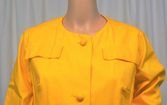 Vintage 1960s bright yellow button front long jac… - image 6