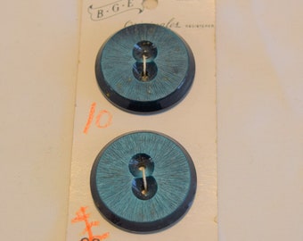 Vintage 1950s 1960s Deep green teal plastic buttons on card new old stock coat buttons measure 1 1/4" set of 2