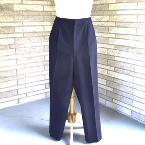 Vintage 1950s 1960s BLACK Wool Tuxedo Pants Trousers Zipper Fly