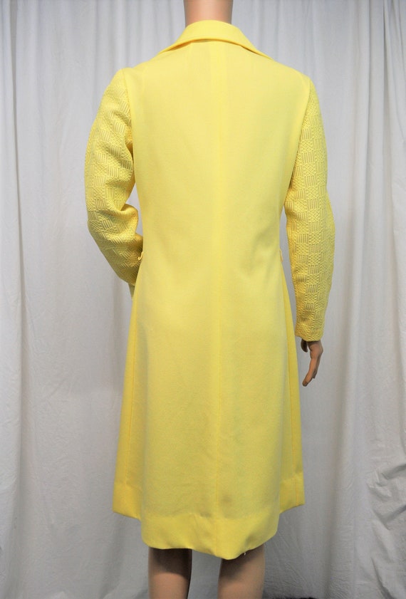 Vintage 1970s bright yellow button front dress wi… - image 5