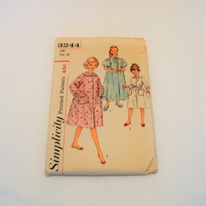 Vintage 1960s Simplicity 3244 girls size 10 robe housecoat sewing pattern