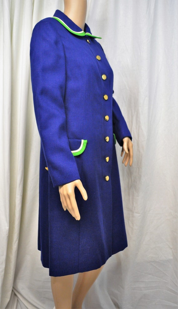 Vintage 1960s Rona navy blue with green and white… - image 6