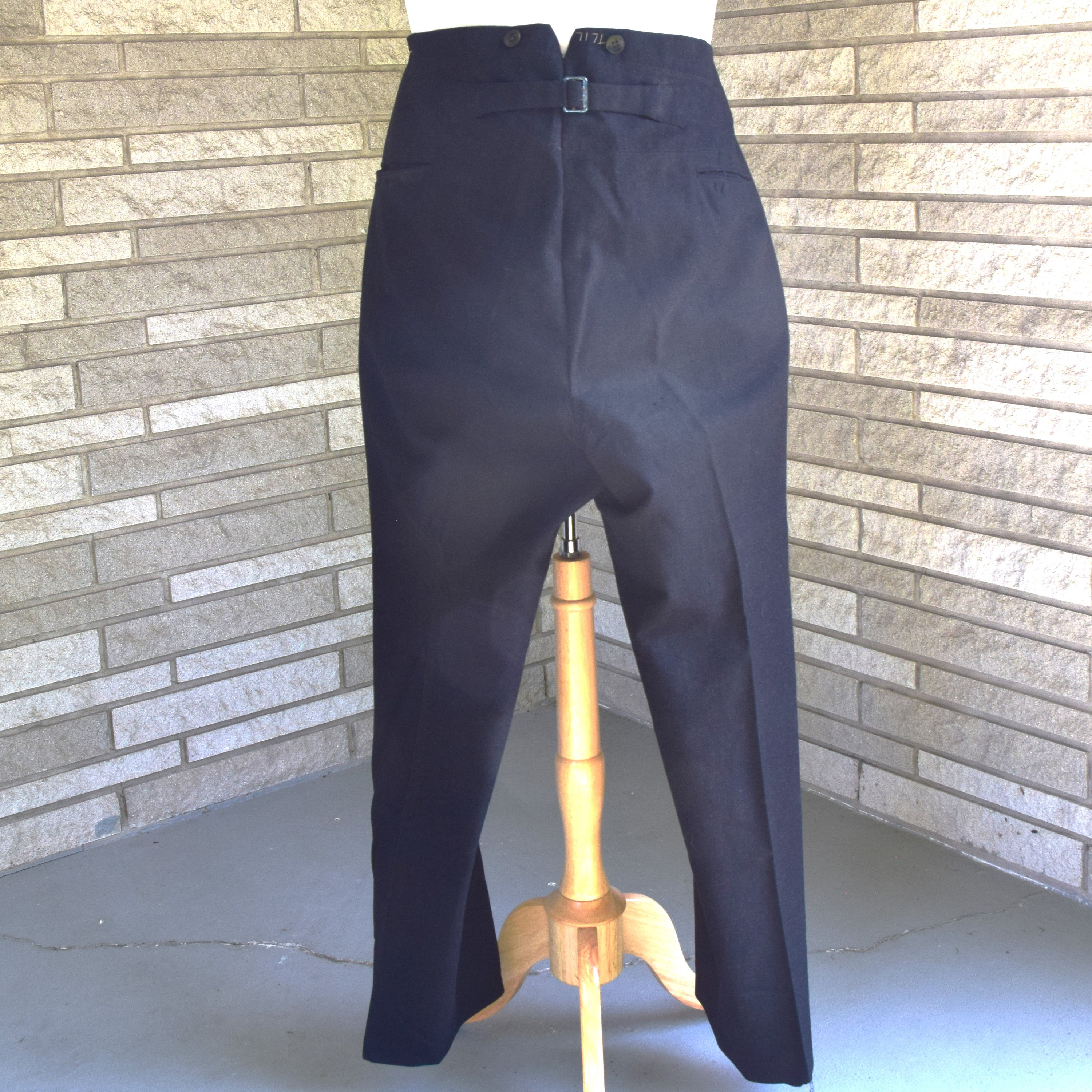 【50s】Vintage Wool 2tuck Trousers Navy Vintage 1950s Dark Navy Blue Wool Men's Trousers / 50s Dress