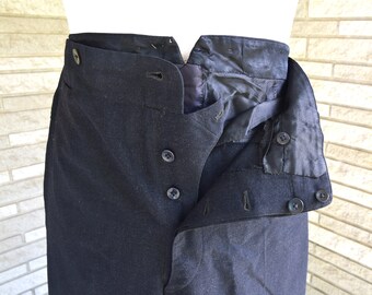 Vintage 1940s 1950s BLACK Wool Tuxedo Pants Trousers With