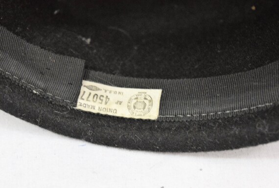 Vintage 1960s black cloche bucket top hat with ri… - image 6