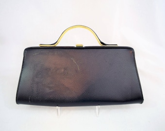 Vintage 1960s navy blue clutch with convertible handle