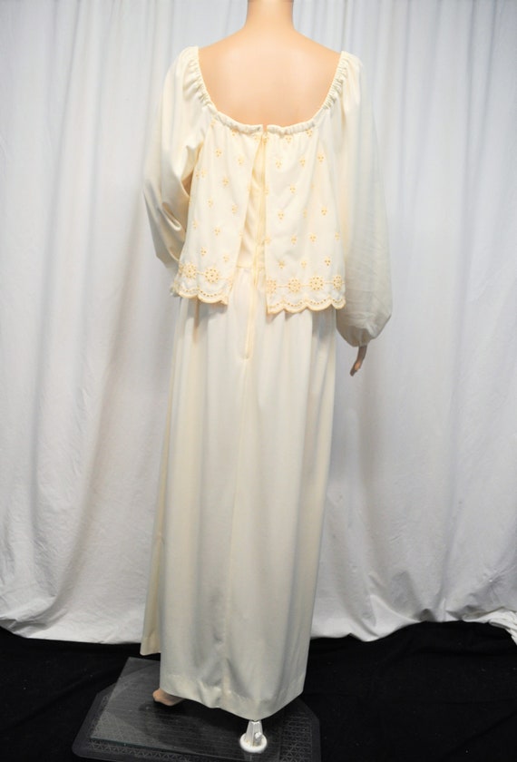 Vintage 1970s off white cream knit floor length m… - image 5