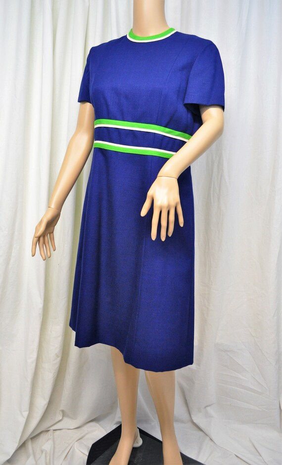 Vintage 1960s Rona navy blue with green and white… - image 5