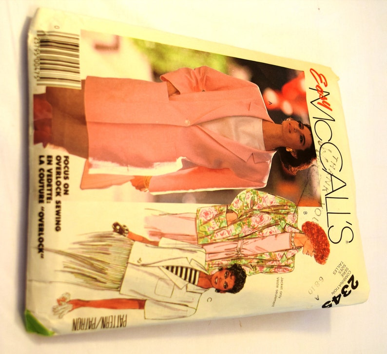 Vintage 1980s McCalls 2345 unlined jacket sewing pattern image 1