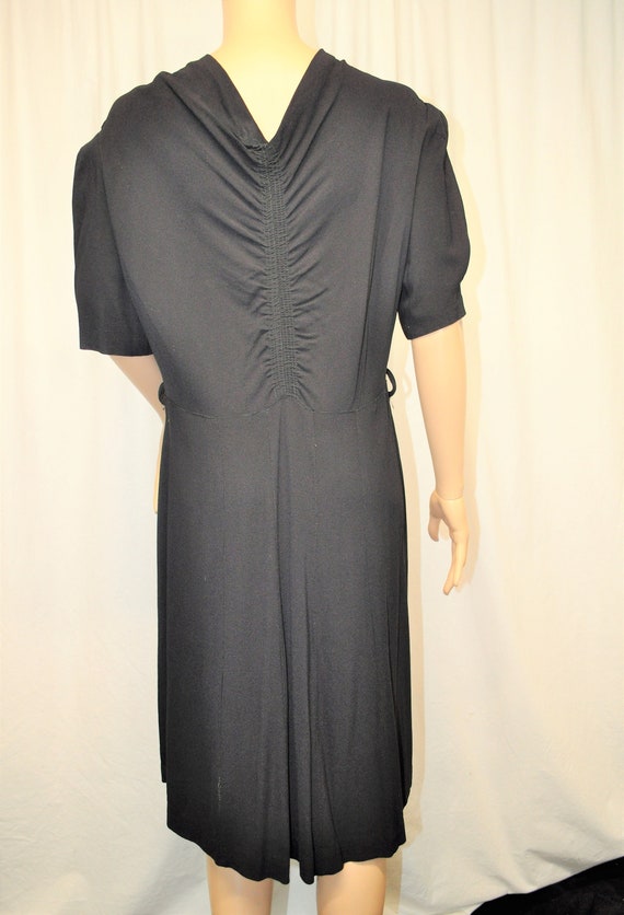 Vintage 1930s 1940s black rayon faille cocktail p… - image 5