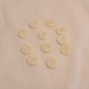 Vintage off white plastic buttons, 4 hole, set of 11, 5/8&quot; diameter