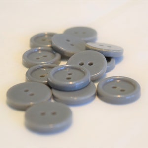 Vintage 1980s Gray plastic 2 hole buttons set of 13 measures 3/4&quot; diameter
