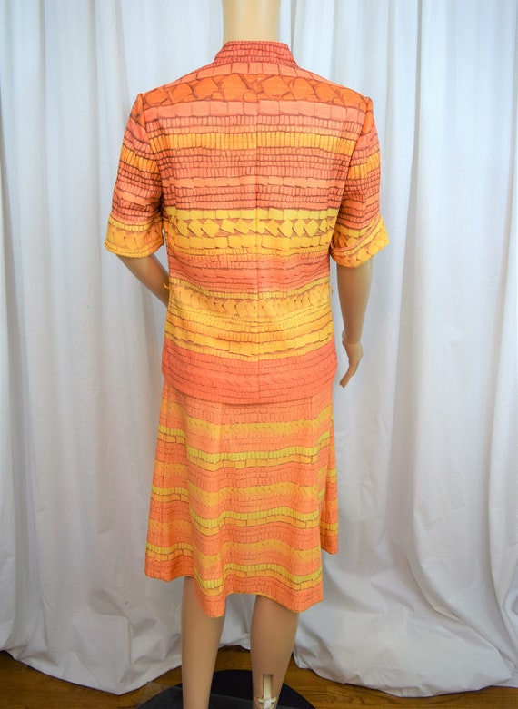 Vintage 1980s Leslie Fay orange and yellow brick … - image 5