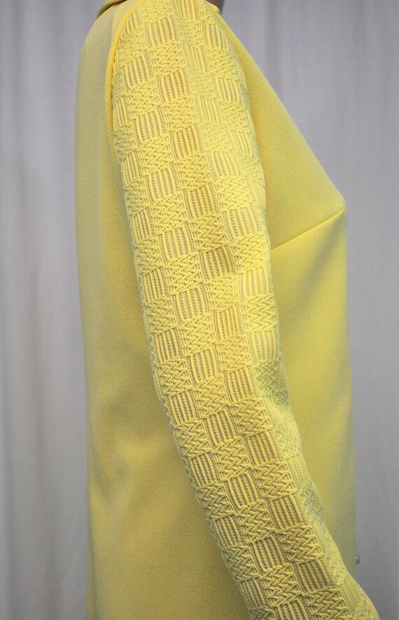 Vintage 1970s bright yellow button front dress wi… - image 8