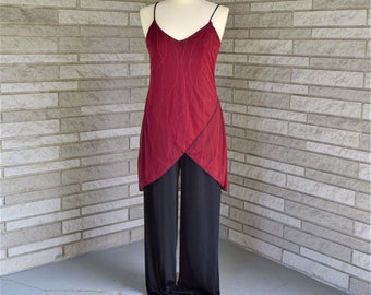 Vintage red and black wrap top jumpsuit catsuit by Rag size L