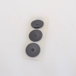 Vintage 1960s 1970s Black plastic buttons from Buttons by Schwanda NOS set of 3 measure 1 3/8&quot;